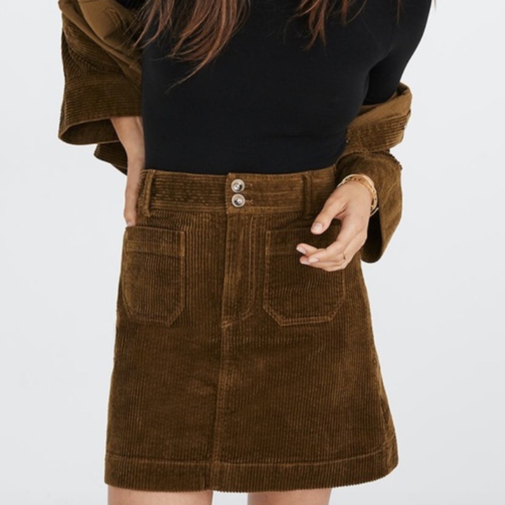 Madewell Olive Green Cord Skirt